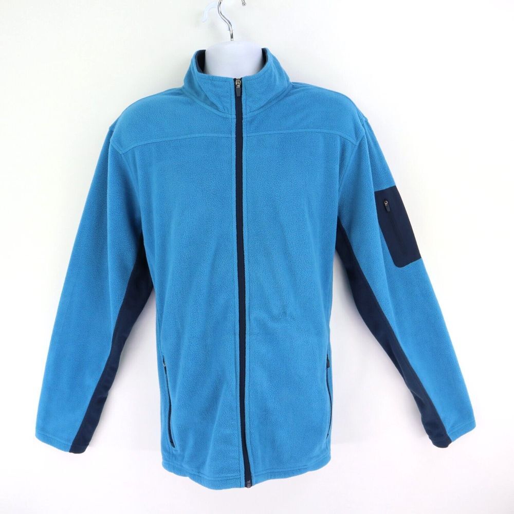 Port Authority Full Zip Jacket Mens‎ Sz 2XL Blue Fleece High Neck Zipped Pockets